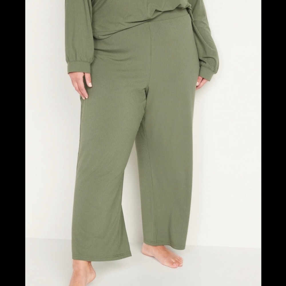 old navy wide leg ribbed cropped pajama pants